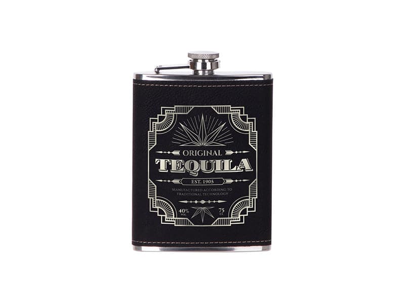 Engravable 8oz Stainless Steel Flask with PU Cover - Pack of 10 - Joto Imaging Supplies US