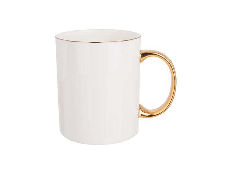 Pearl Coating™ Sublimation 10oz Bone China White Mug with Gold Rim and Handle - Pack of 6 - Joto Imaging Supplies US