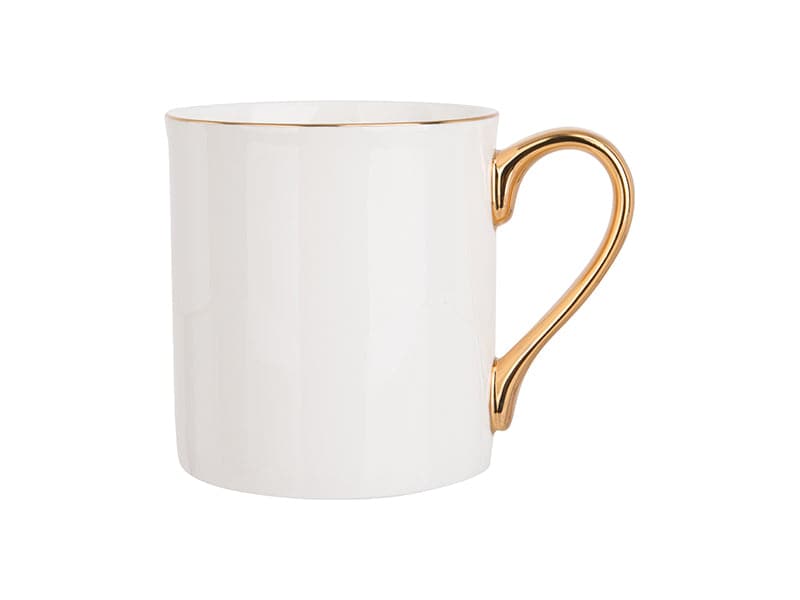 Pearl Coating™ Sublimation 10oz Bone China White Mug with Gold Rim and Handle - Pack of 6 - Joto Imaging Supplies US