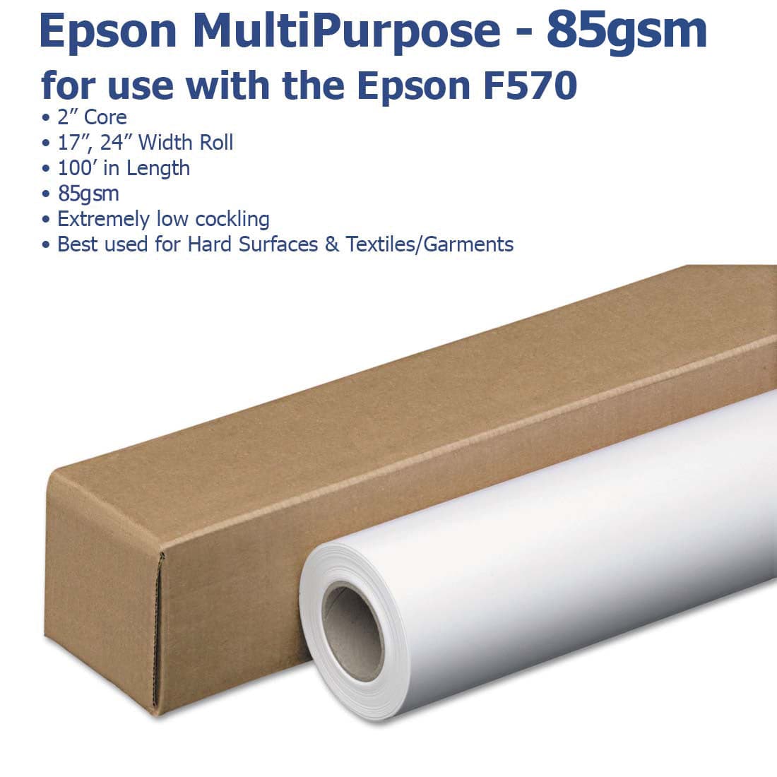 CALCA 24in Dye Sublimation Paper Roll - 2 Rolls 95gsm For Epson F570 Heat Transfer