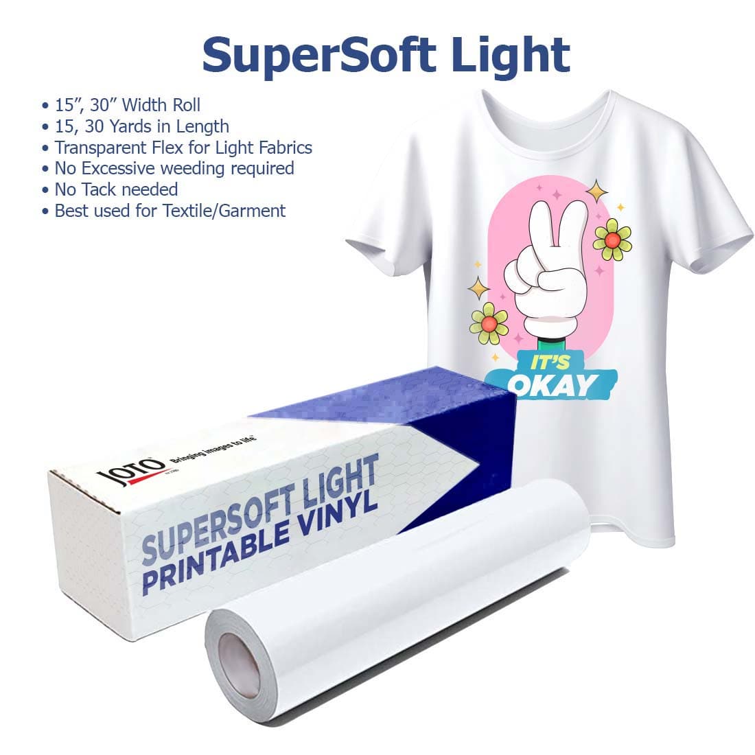 MultiPrint™ SuperSoft Light Printable Heat Transfer Vinyl - Joto Imaging Supplies US