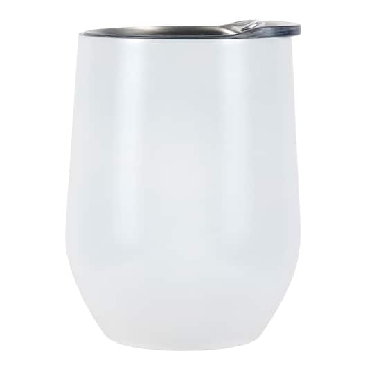 Pearl Coating™ 12oz Sublimation Stainless Steel Stemless Wine Cup with Lid White - Pack of 5 - Joto Imaging Supplies US